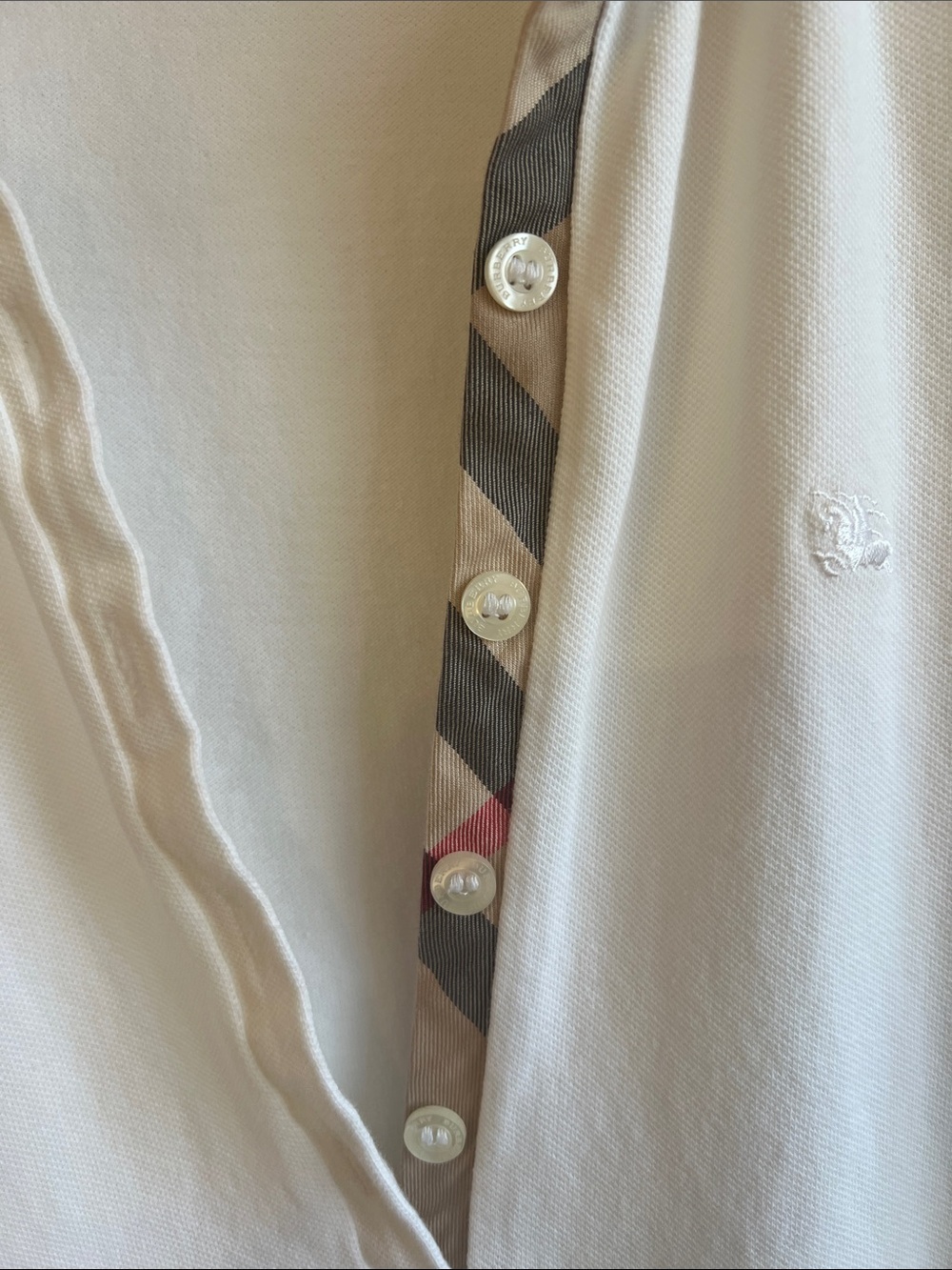 Burberry Cream Polo Dress with Check Placket-SZ M—526-060 - Picture 10 of 12